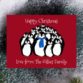 Fun Penguin Familienweihnachtskarte Feiertagspostkarte