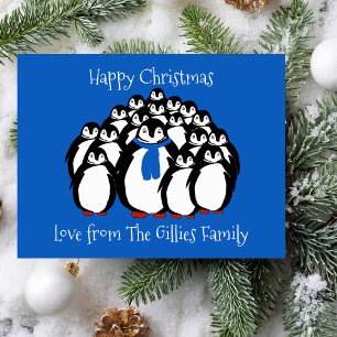 Fun Penguin Familienweihnachtskarte Feiertagspostkarte