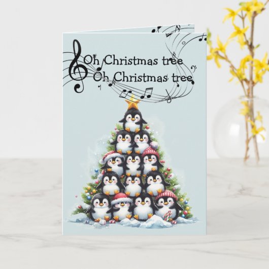 Fun Penguin Oh Christmas Tree Musical Karte (Gelbe Blume)