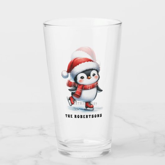 Fun Penguin Personalisierte Weihnachten Glas (Rückseite)