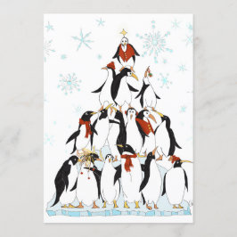 Fun Penguin Pyramid Holiday Cartoon Einladung