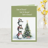 Fun Penguin Weihnachtsbaum Let it Snow Karte (Gelbe Blume)