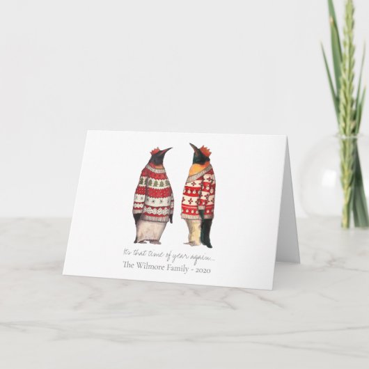 Fun Penguin Winterurlaubskarte, Weihnachtspulli Karte (Vorderseite)
