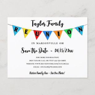 Fun Pennant Family Wiedersehen Save the Date Postk Postkarte