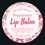 Fun Peppermint Candy Christmas Lip Balm Label Runder Aufkleber<br><div class="desc">Wenn Sie ein paar schöne Weihnachtsbalsam als Geschenke gemacht haben und ein lustiges Etikett für sie brauchen,  dann ist dieser Aufkleber sicherlich sehr festlich,  da er verschiedene Pfefferminzbonbons im Hintergrund enthält.</div>