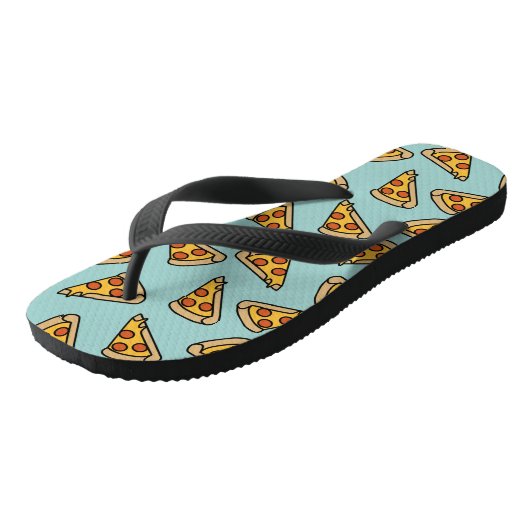 Fun Pepperoni Pizza Flip Flops Badesandalen (Schrägansicht)
