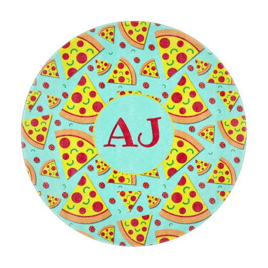 Fun Pepperoni Pizza Slices Food Pattern Schneidebrett (Vorderseite)