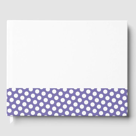 Fun Periwinkle Edge Polka Punkte auf weißem Hinter Gästebuch (Vorderseite)