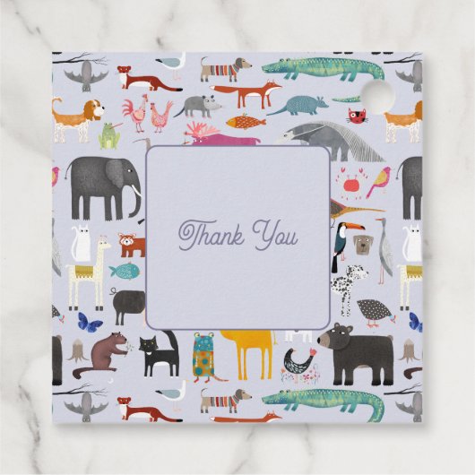 Fun Personalisiert Animal Baby Dusche Vielen Dank Geschenkanhänger (Rückseite)