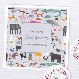 Fun Personalisiert Animal First 1. Geburtstag Serviette