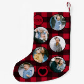 Fun Personalisiert Baby Foto Red Black Kariert Kle Kleiner Weihnachtsstrumpf (Rückseite)