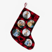 Fun Personalisiert Baby Foto Red Black Kariert Kle Kleiner Weihnachtsstrumpf (Vorderansicht (hängend))