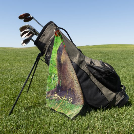 Fun Personalisiert Capybara Golfhandtuch (Gras)