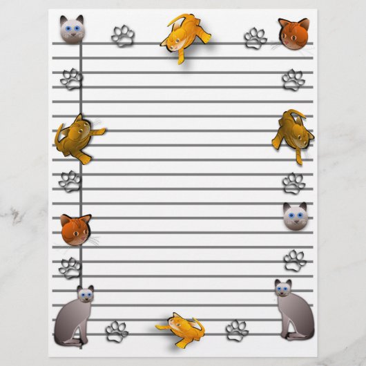 Fun Personalisiert Cat Border Writing Paper (Rückseite)