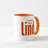 Fun Personalisiert "Linda" Name Orang Kariertes Mu Tasse (VorderseiteRechts)