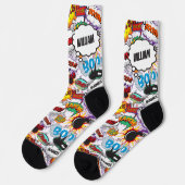 Fun Personalisiert Name Comic Book Socken (Linkes Detail)