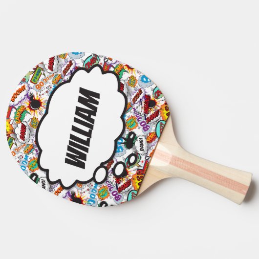 Fun Personalisiert Name Comic Book Tischtennis Schläger (Seitenansicht)