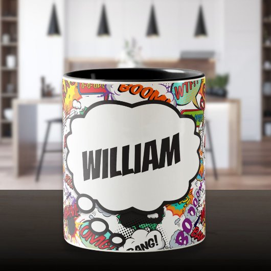 Fun Personalisiert Name Comic Book Zweifarbige Tasse