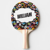 Fun Personalisiert Name Comic Buchmuster Tischtennis Schläger (Vorderseite)