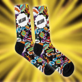 Fun Personalisiert Name Comic Schwarz Socken