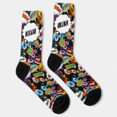 Fun Personalisiert Name Comic Schwarz Socken (Rechts)