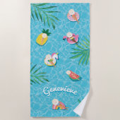 Fun Personalisiert Name Tropical Summer Pool Float Strandtuch (Vorderseite)