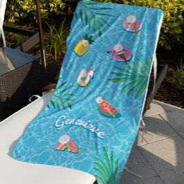 Fun Personalisiert Name Tropical Summer Pool Float Strandtuch
