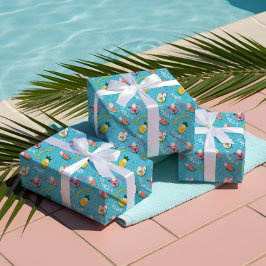 Fun Personalisiert Summer Pool Floats Geburtstagsp Geschenkpapier Set