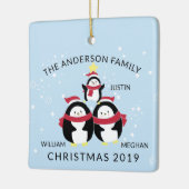 Fun Personalisierte Familie von 3 Pinguinen Weihna Keramikornament (Links)