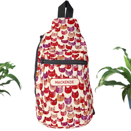 Fun Personalisierte Farbe Wasserfarbe Muster Katze Crossbody Bag