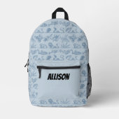 Fun Personalisierte Pastel & Navy Blue Sea Monster Bedruckter Rucksack (Vorderseite)