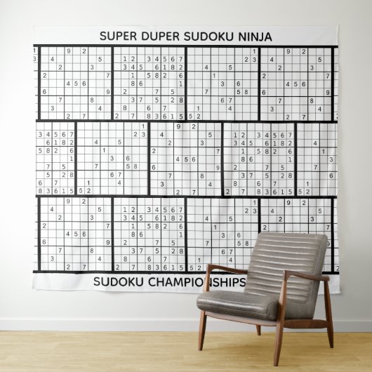 Fun Personalisierte SUDOKU-Hintergrund Wandteppich (Beispiel (Horizontal))