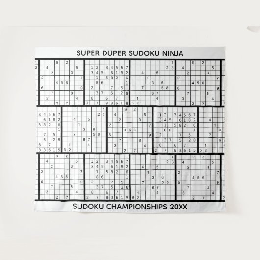 Fun Personalisierte SUDOKU-Hintergrund Wandteppich (Vorderseite (Horizontal))