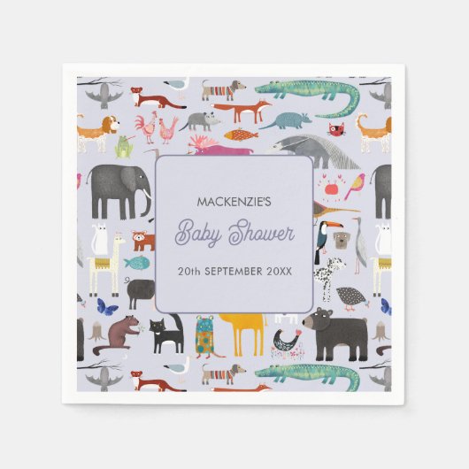 Fun Personalisierte TierBaby-Dusche Serviette (Vorderseite)