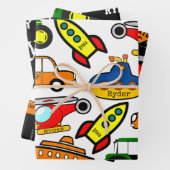 Fun Personalisierte Transportarten Geschenkpapier Set (Beispiel)