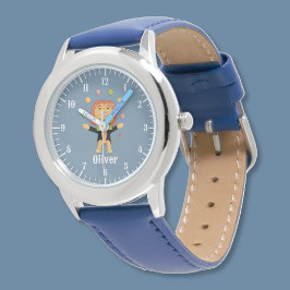 Fun personalized kid watch with juggler lion armbanduhr