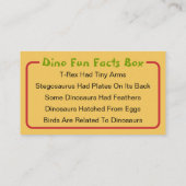 Fun Personalized Kids Dinosaur Theme  Telefonnummerkarte (Rückseite)