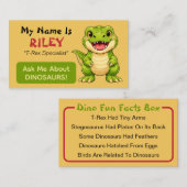 Fun Personalized Kids Dinosaur Theme  Telefonnummerkarte (Vorne/Hinten)