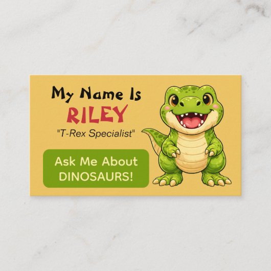 Fun Personalized Kids Dinosaur Theme  Telefonnummerkarte (Vorderseite)