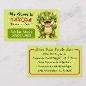 Fun Personalized Kids Dinosaur Theme  Telefonnummerkarte (Vorne/Hinten)