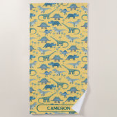 Fun Personalized Name Dinosaur Pattern Strandtuch (Vorderseite)