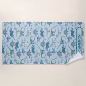 Fun Personalized Name Dinosaur Pattern Strandtuch (Vorderseite)