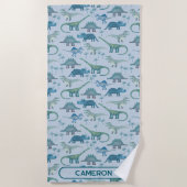 Fun Personalized Name Dinosaur Pattern Strandtuch (Vorderseite)