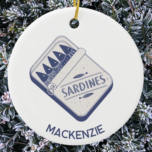 Fun Personalized Name Sardine Tin Keramik Ornament