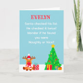 Fun Personalized Santa List Christmas Card Karte (Vorderseite)