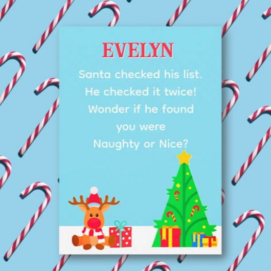 Fun Personalized Santa List Christmas Card Karte