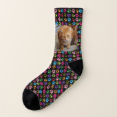 Fun Pet Foto Anpassen Dog Cat Paw Prints Regenboge Socken (Links - Außen)