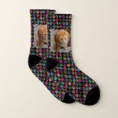 Fun Pet Foto Anpassen Dog Cat Paw Prints Regenboge Socken (Paar)
