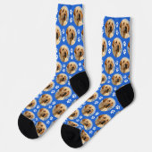 Fun Pet Foto Paw Prints Custom Blue Pattern Dog Socken (Linkes Detail)