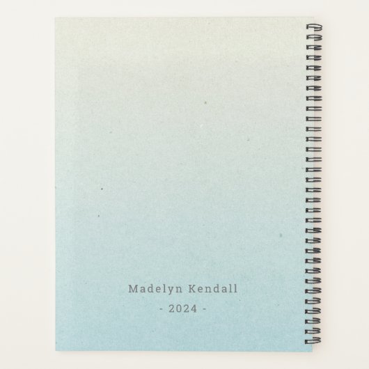 Fun Pewter Gray Script Typography Personalized Planer (Rückseite)